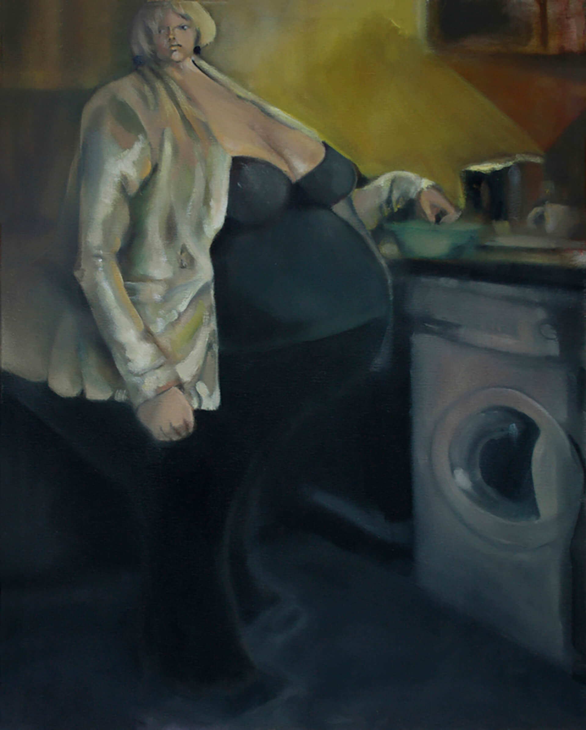 Woman with a washing machine. 40x50cm. Oil on canvas. 