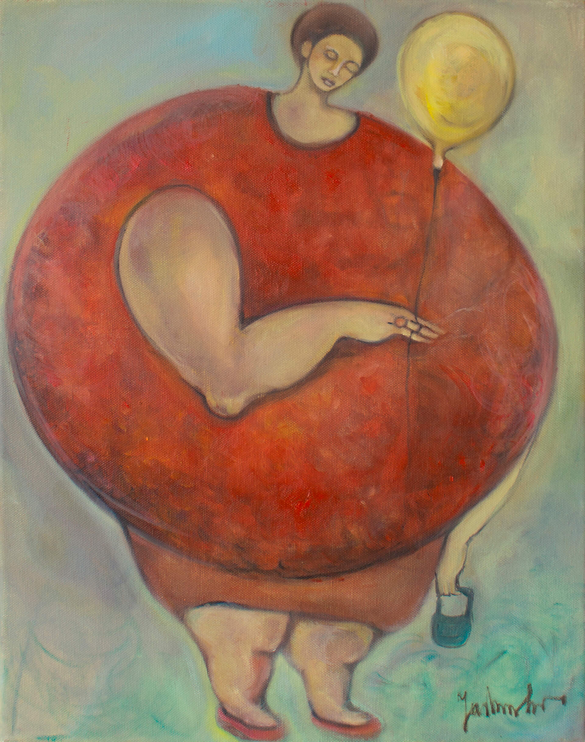 Mrs Apple and balloon. 40x50 cm. Oil on canvas. 